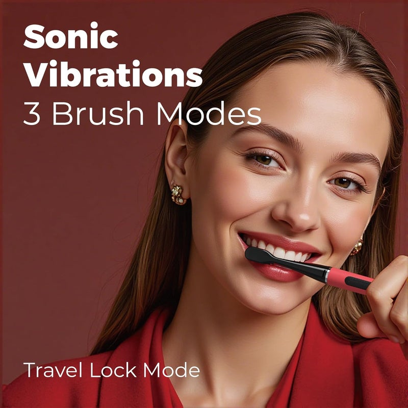 MiPow Slim Pro i4 Electric Toothbrush Rechargeable Smart Ultra Sonic 3 Modes Magnetic Travel Case &Ceramic Dock, 60Day Long Battery Soft Bristles 2Heads IPX7 Waterproof,Color-(Pink) - Image 2